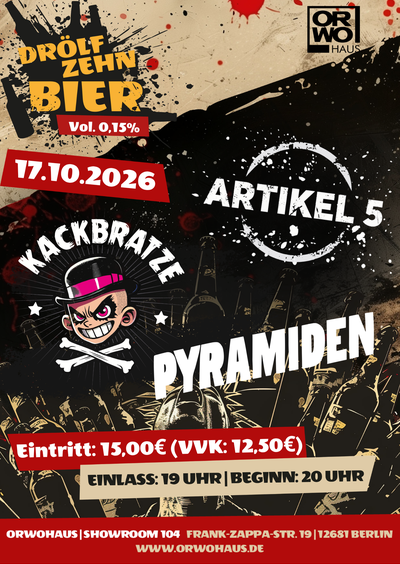 Drölfzehn Bier vol. 0,15% mit Kackbratze, Artikel 5 und Pyramiden